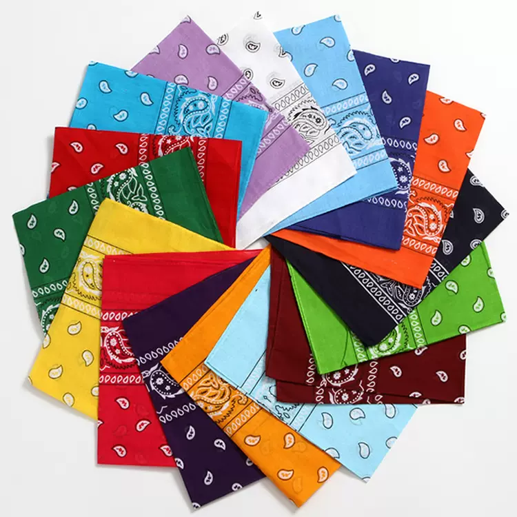 亚马逊欧美骑行印花方巾腰果街舞嘻哈头巾白变魔术多功能运动丝巾