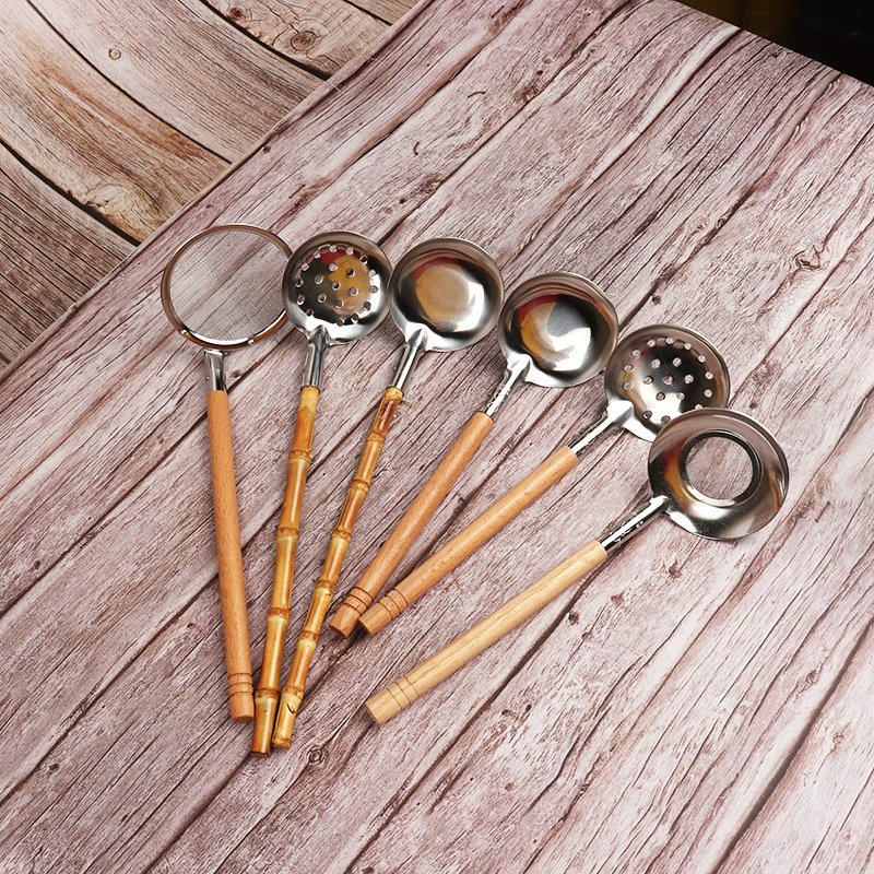 Японский стиль рамен из нержавеющей стали горячий горшок ложка с деревянной ручкой фильтр ложка японская и Корейская кухня ресторан отель посуда