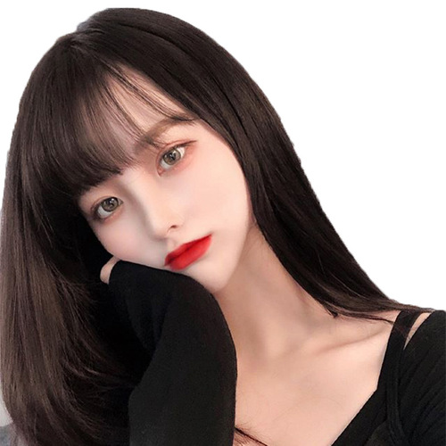 Chemical fiber wig female bangs internet celebrity air bangs with sideburns face shaping fake bangs female live streaming product