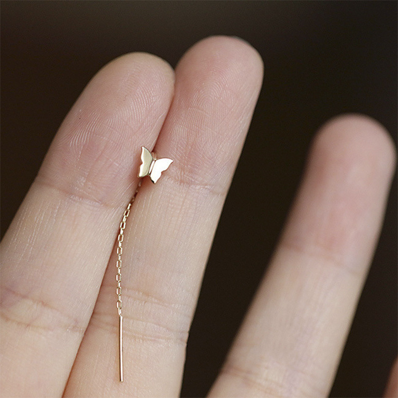 Pendientes de mariposa de baile de luz de diseño creativo romántico Pendientes románticos Pendientes largos de temperamento de hadas súper accesorios de regalo japoneses y coreanos femeninos