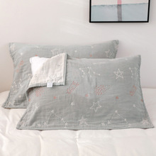 棉枕巾一对装高档纱布简约北欧式夏季单人防滑不脱落枕头巾