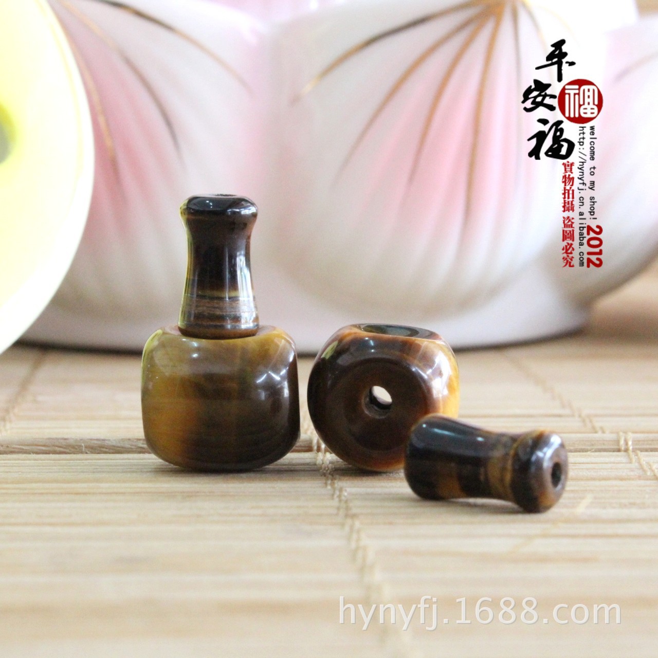 厂家供应 虎眼石三通佛头 藏式三通佛头 虎眼