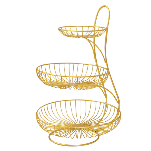 ins Nordic style iron three-layer fruit bowl living room desktop light luxury fruit plate coffee table multi-layer snack plate fruit basket