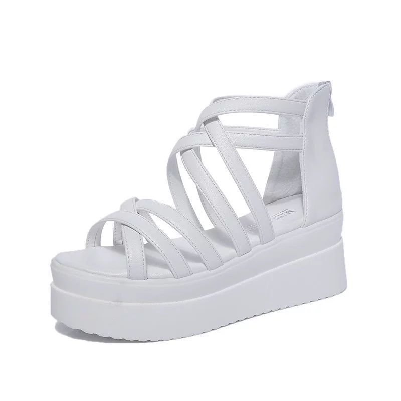 Летние новые каблуки slope heel puffin cake heel sand boots cross with Roman sandals женские туфли