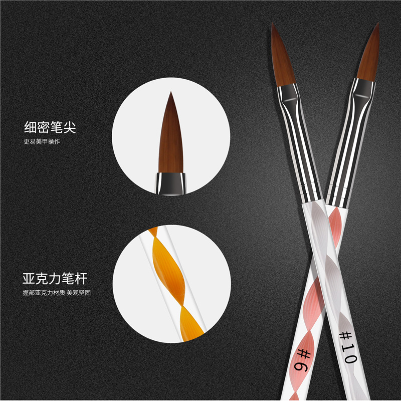 Bolígrafo de cristal de varilla en espiral de 5 piezas transfronterizo bolígrafo de talla de uñas acrílico 4-12 # bolígrafo plateado