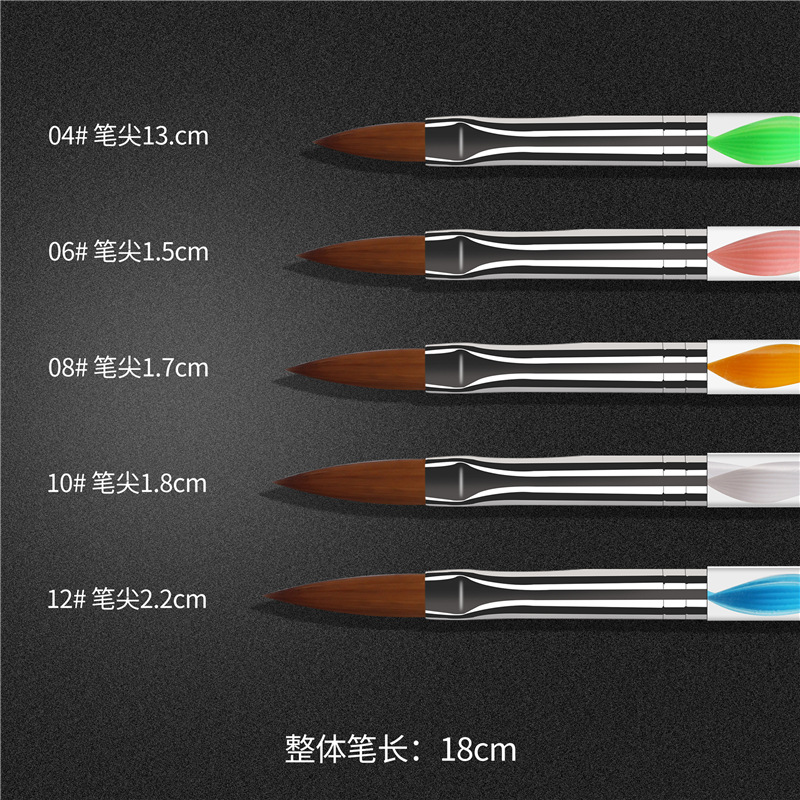 Bolígrafo de cristal de varilla en espiral de 5 piezas transfronterizo bolígrafo de talla de uñas acrílico 4-12 # bolígrafo plateado