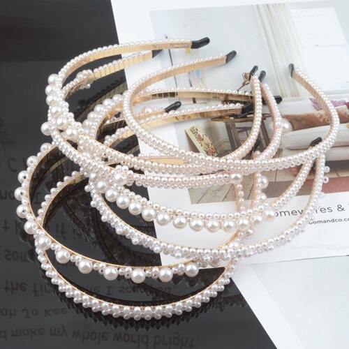 Pearl Hair Band Bridal Hair Accessory Hand-woven Pearl Knotting Braided Butterfly Knot Crown Hair Pin for Women Hair Accessory Wholesale