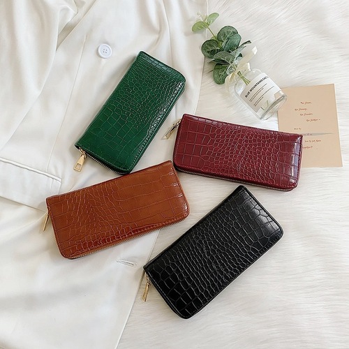 Crocodile pattern clutch bag ladies purse French pattern long zipper clutch women's wallet wallet ladies purse