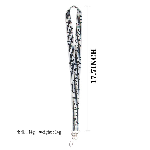 Music note mobile phone lanyard Foreign trade simple lanyard U disk camera ID card key anti-lost polyester mobile phone rope