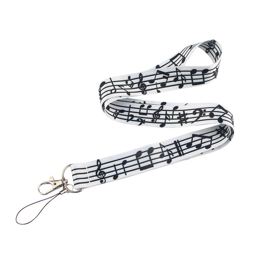Music note mobile phone lanyard Foreign trade simple lanyard U disk camera ID card key anti-lost polyester mobile phone rope