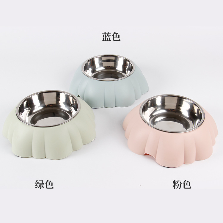Transfronterizo nuevo animal para mascotas tazón de acero inoxidable solo tazón de perro antideslizante gato suministros de alimentación de plástico único tazón de una sola pieza entrega