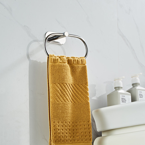 Shengruijia 304 stainless steel punch-free towel rack bathroom rack set bathroom pendant cross-border towel ring