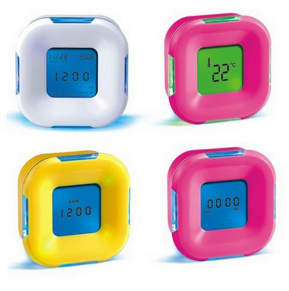 Rotating and sensing colorful four-sided clock Timer Multi-function…