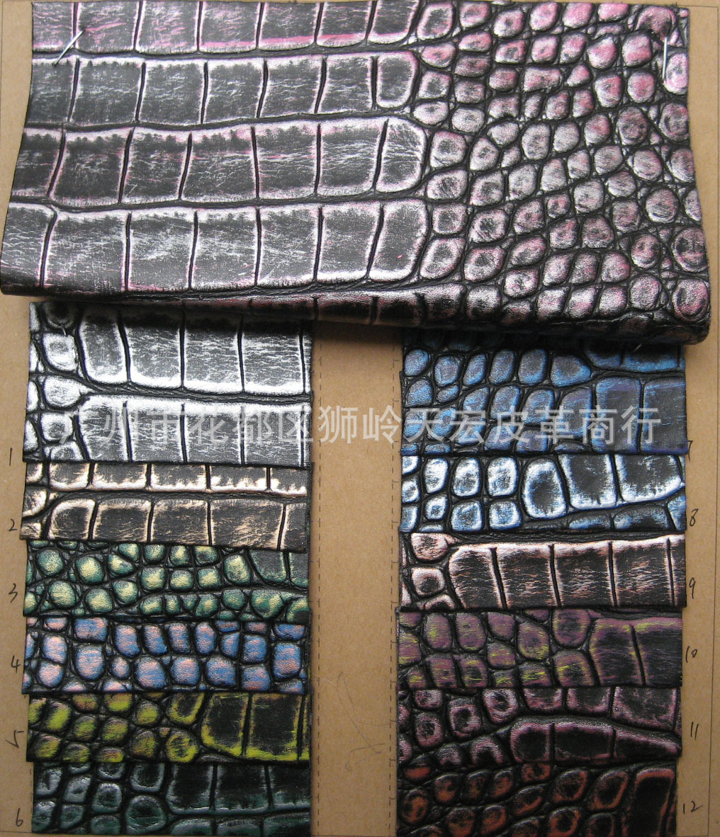 酒店家居皮具用品包装盒相框相册用仿古复古皮刮式PU鳄鱼纹皮革