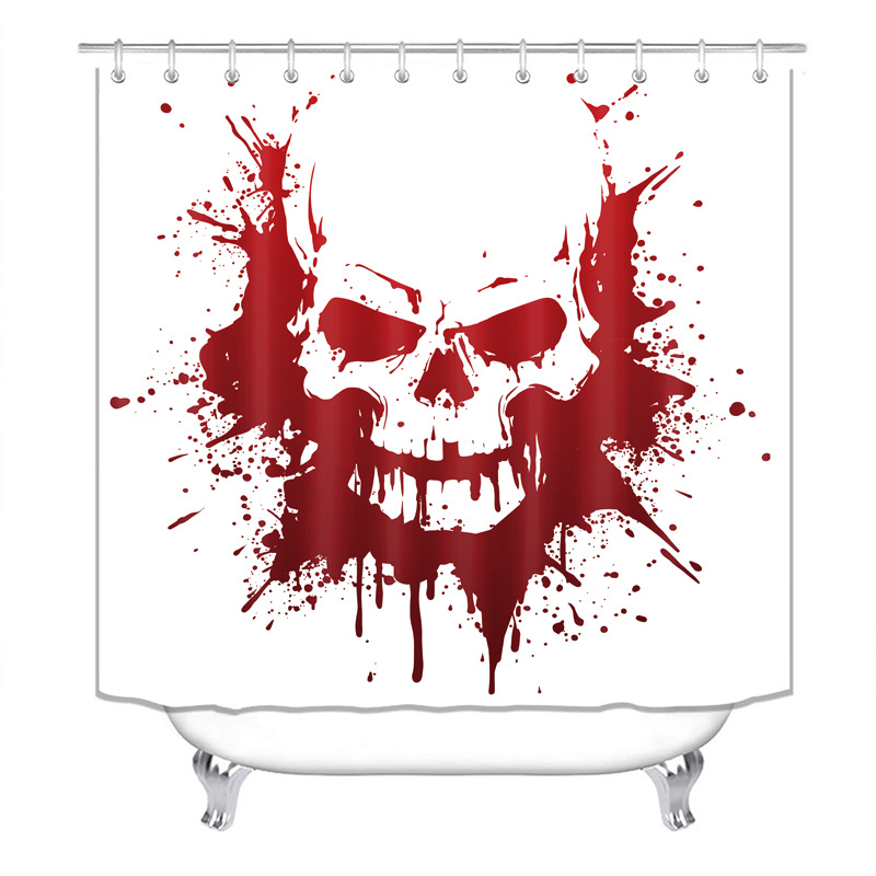 Nuevos productos transfronterizos Halloween HD impresión digital impermeable poliéster baño baño partición cortina de ducha suministro directo de fábrica