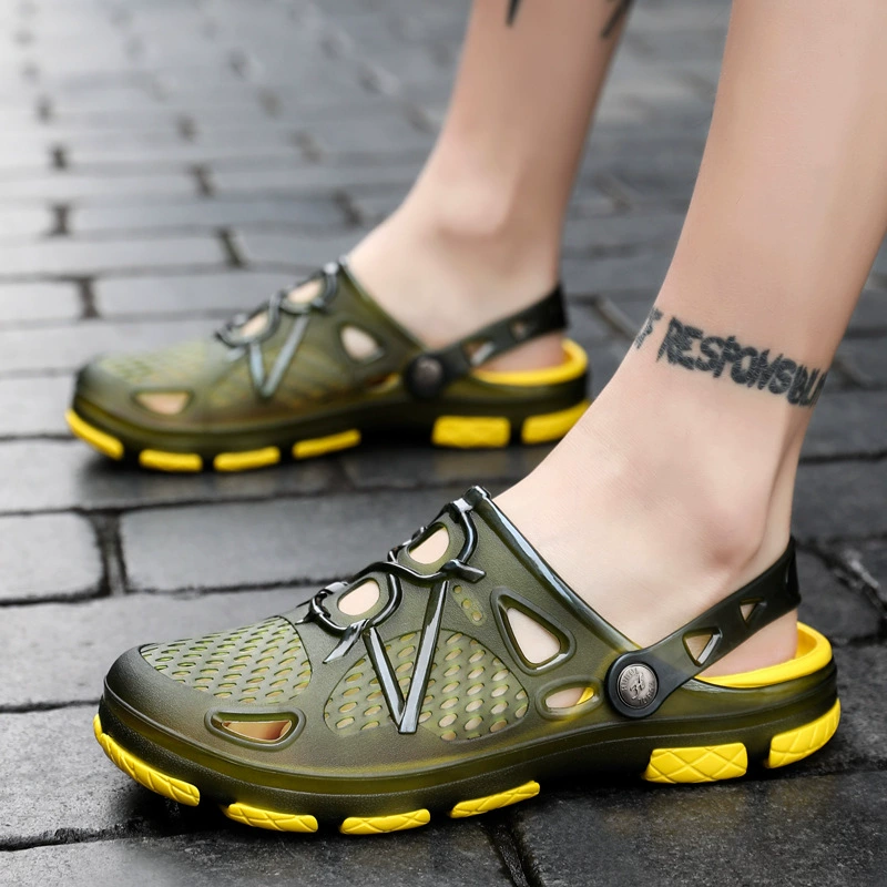 802 Летняя дышащая обувь с отверстиями Baotou, Мужская Уличная пляжная обувь, Нескользящие тапочки с птичьим гнездом, мужские сандалии для внешней торговли