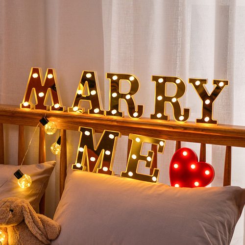 Street stall supply 26 English LED letter lights, marriage proposal, birthday decorative lights, 16cm wedding styling lights