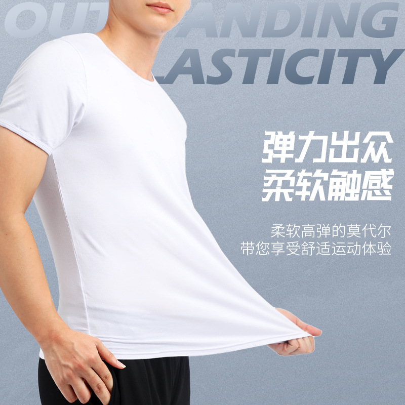 Adulto de la aptitud de los hombres de manga corta de verano de entrenamiento casual de running slim fit ropa modal sudor absorbente transpirable camiseta superior