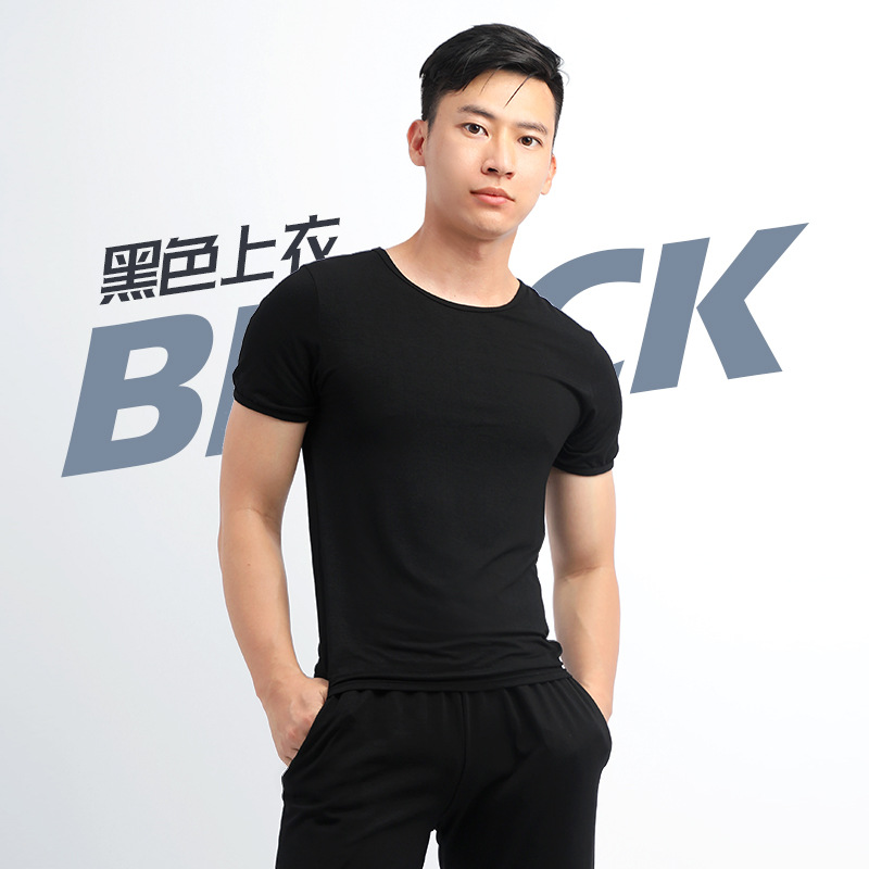 Adulto de la aptitud de los hombres de manga corta de verano de entrenamiento casual de running slim fit ropa modal sudor absorbente transpirable camiseta superior
