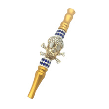 跨境货源 水烟配件 金属吊坠吸嘴 镶钻骷髅头烟嘴cigarette tips