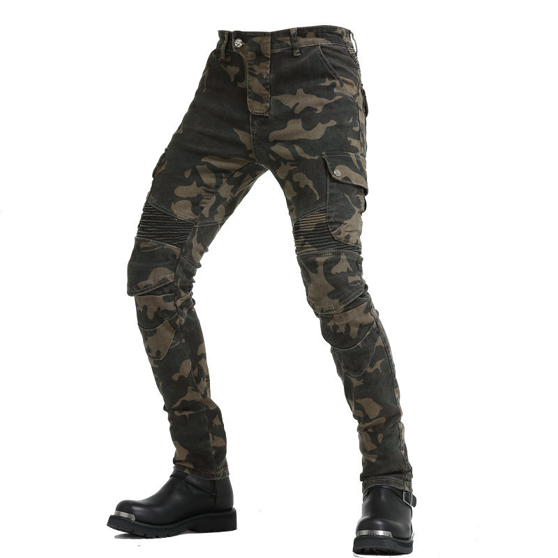 Pantalones vaqueros de la motocicleta hombres off-road camuflaje multi-bolsa overoles Kevlar máquina Shatter crianza Pantalones
