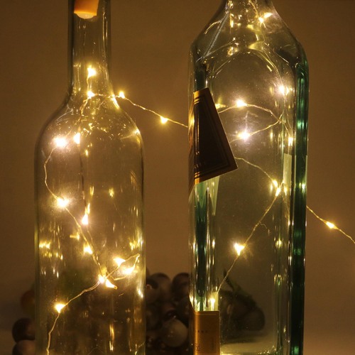 新款太阳能瓶塞灯串10灯20灯防水圣诞led铜线灯红酒瓶塞装饰灯串