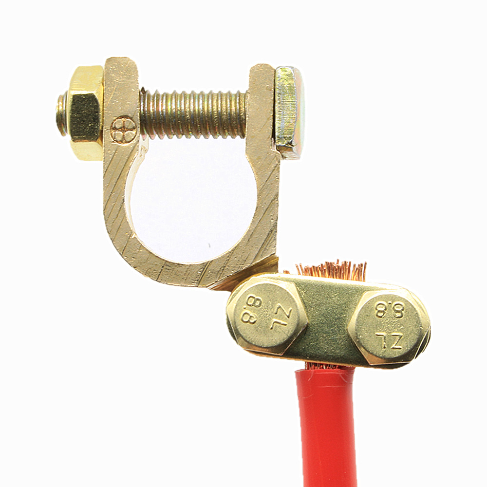Suministro de latón pesado batería pila cabeza clip conector de la batería cable de la batería presionando clip de cobre clip de la batería