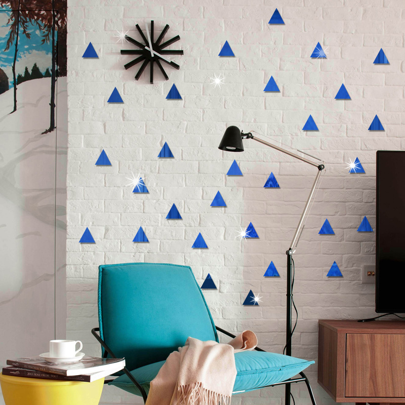 Espelho acrílico 3D autoadesivo, à prova d'água, triangular, para quarto, sala de estar, dormitório, adesivos decorativos de parede para casa._voghion.com