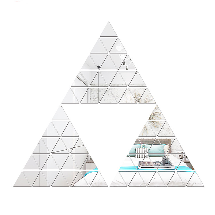 Espelho acrílico 3D autoadesivo, à prova d'água, triangular, para quarto, sala de estar, dormitório, adesivos decorativos de parede para casa._voghion.com