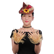 狂欢节派对装饰套装万圣节成人帽子手套项链Cosplay稻草4件套道具