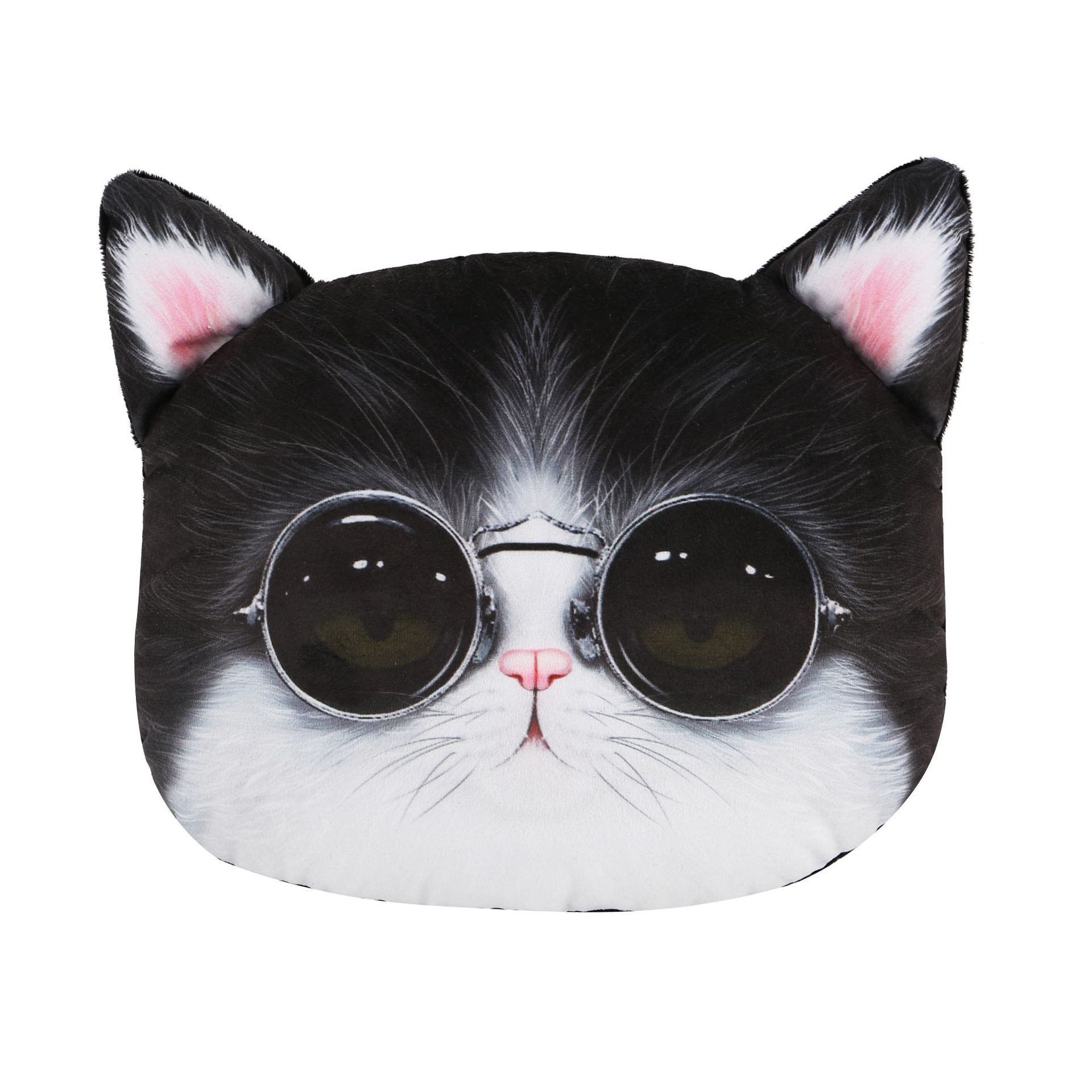 Katong 3D Cat Car Husky Headrest Pillow Car Seat Neck Rest (Headrest) - headrest-cat-with-glasses