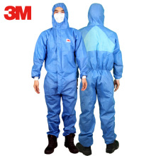 3M4532+防护服连体带帽喷漆化学实验室防化服蓝色全身工作防尘服