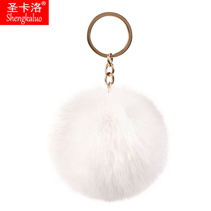 Elemento verde colgante cuerda llavero de peluche de piel artificial bolsa de lana corta colgante damas colgando bolsa accesorios al por mayor