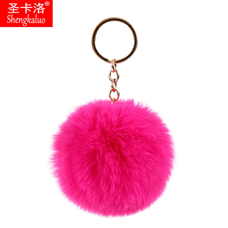 Elemento verde colgante cuerda llavero de peluche de piel artificial bolsa de lana corta colgante damas colgando bolsa accesorios al por mayor