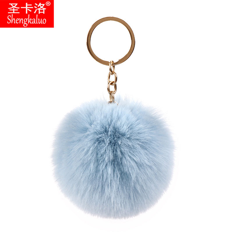 Elemento verde colgante cuerda llavero de peluche de piel artificial bolsa de lana corta colgante damas colgando bolsa accesorios al por mayor