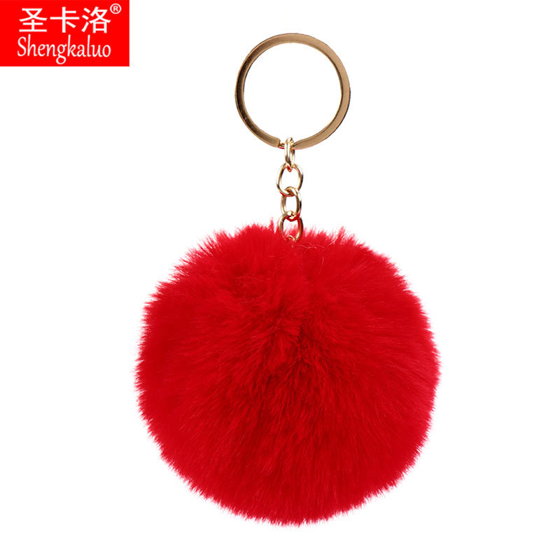 Elemento verde colgante cuerda llavero de peluche de piel artificial bolsa de lana corta colgante damas colgando bolsa accesorios al por mayor