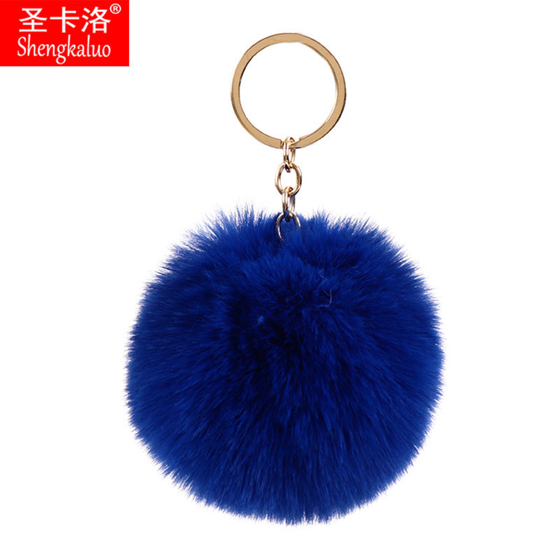 Elemento verde colgante cuerda llavero de peluche de piel artificial bolsa de lana corta colgante damas colgando bolsa accesorios al por mayor