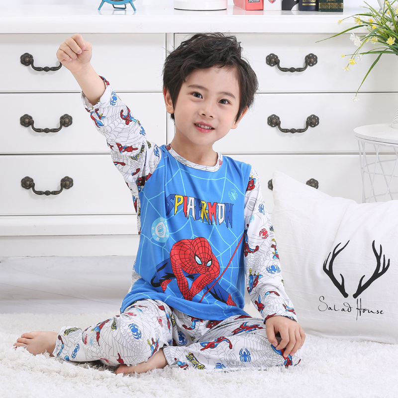 外贸卡通款儿童春秋款睡衣男童女童秋天夏天长袖家居服小童套装