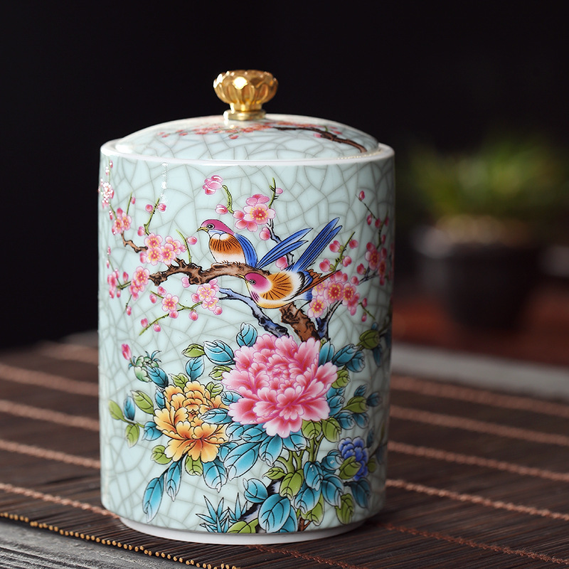 Latas de té esmaltadas Latas de té selladas de cerámica Regalos para el hogar de oficina Latas de almacenamiento Pu'er Latas de té al por mayor personalizadas