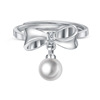 Fashionable elegant zirconium with bow, one size ring from pearl, micro incrustation, wholesale