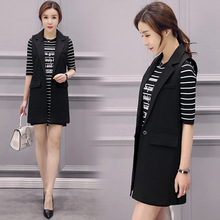 马甲女中长款秋季韩版2025新款春秋装一粒扣西装坎肩外套女士马夹