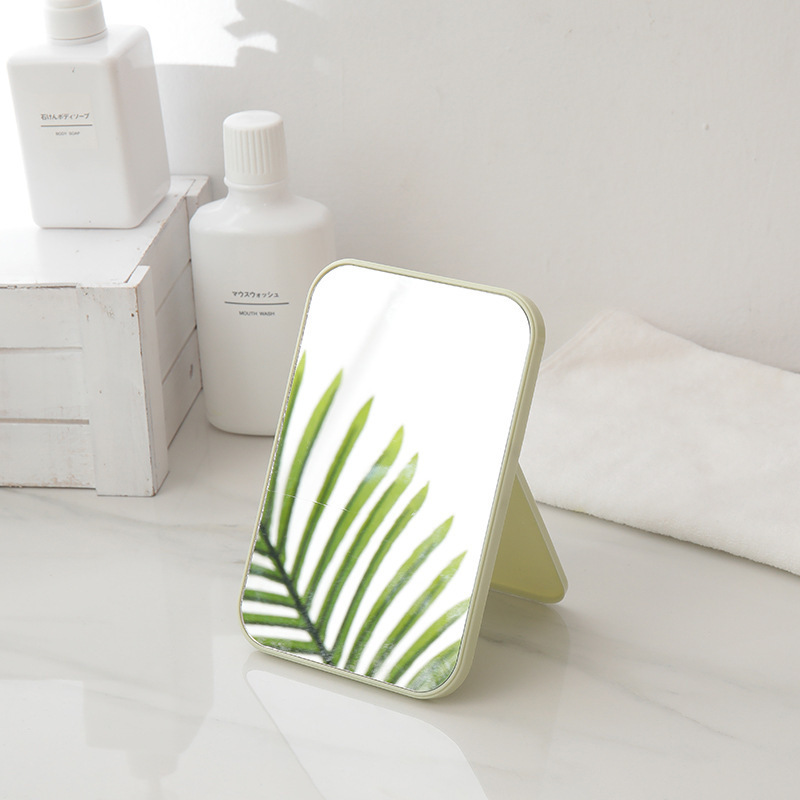 Espejo de maquillaje portátil plegable de escritorio dormitorio de estudiantes espejo pequeño espejo de tocador femenino tamaño pequeño espejo de princesa portátil