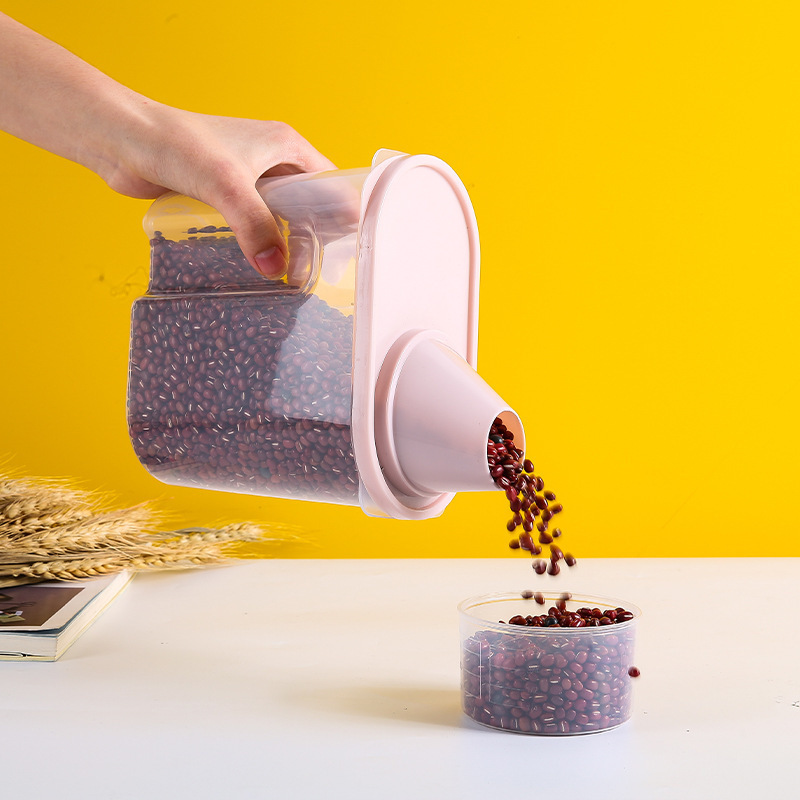 Jarra sellada de calidad alimentaria caja de almacenamiento de grano compartimento transparente cocina frijoles productos secos botella jarra de almacenamiento de grano