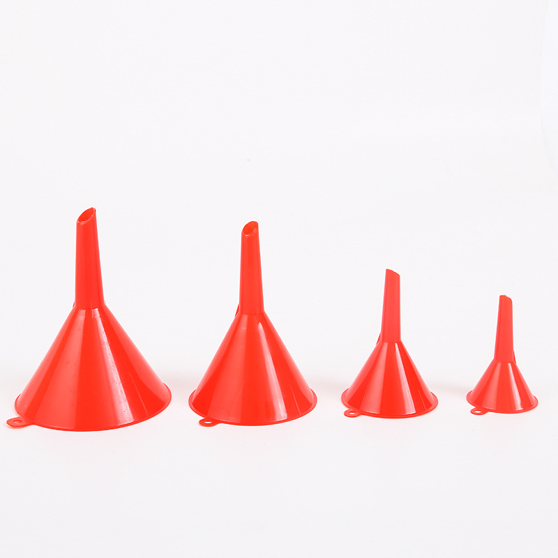 Funnel 4-piece set red plastic car fuel funnel oblique mouth simple portable household fuel funnel