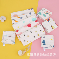 Six-layer pure cotton square towel, cotton baby square towel, gauze towel, gauze saliva towel, high-density children's towel