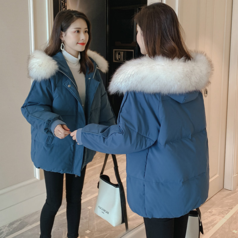 코튼 패딩 재킷 여성용 다운 코튼 패딩 재킷 2024 새로운 여성 빅 울 칼라 코튼 패딩 재킷 느슨한 빵 의류 두꺼운 코트 쇼트