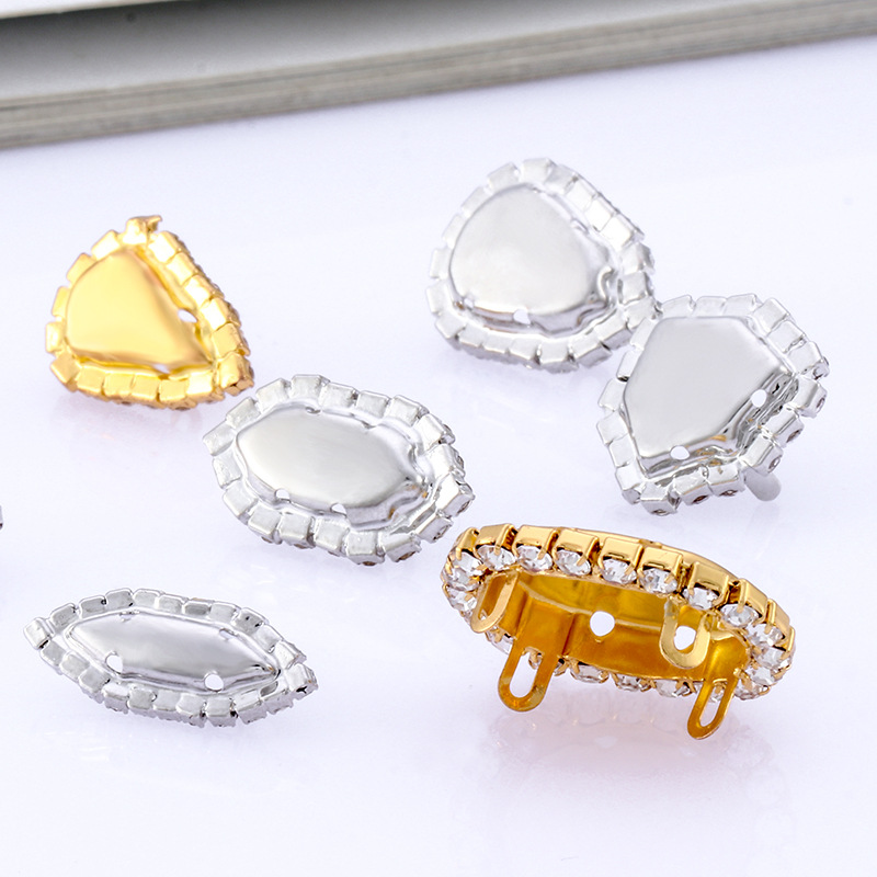 Hebilla de cristal de soldadura galvanoplastia, soporte vacío, borde, garra de cobre cosida a mano, material de bricolaje, accesorios de molde de diamantes hechos a mano de bricolaje de cristal