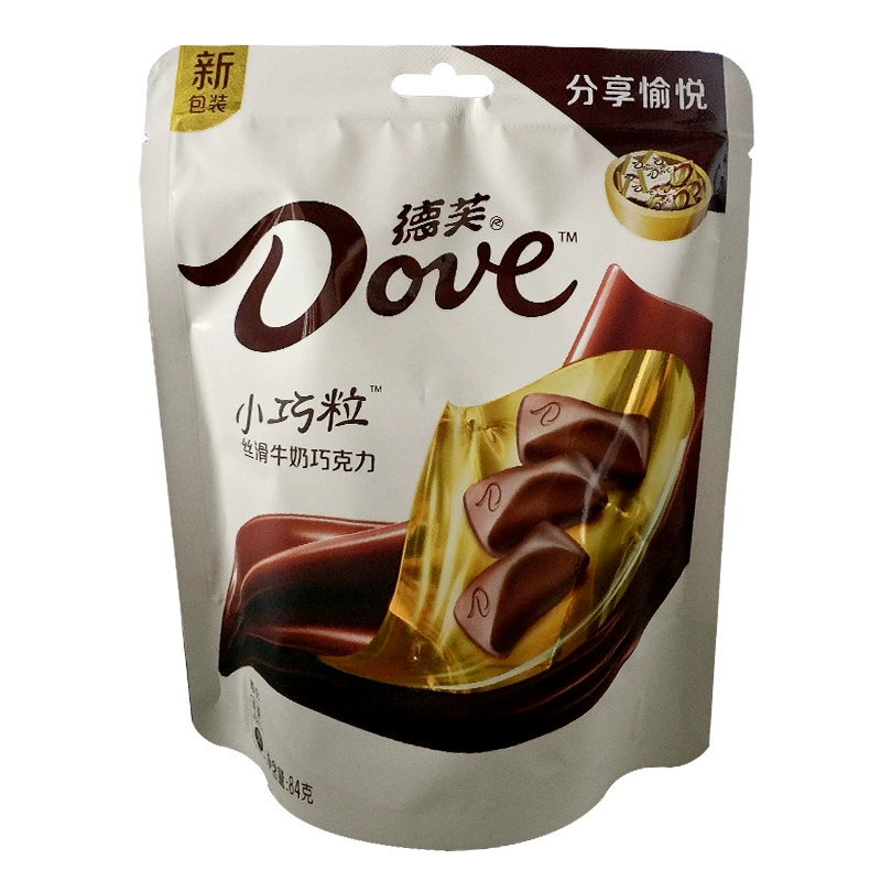 Плиточный мелкий шоколад (Dove) 84 г, пакет — шелковистый молочный и ассорти (сливочный, тёмный, фундук)