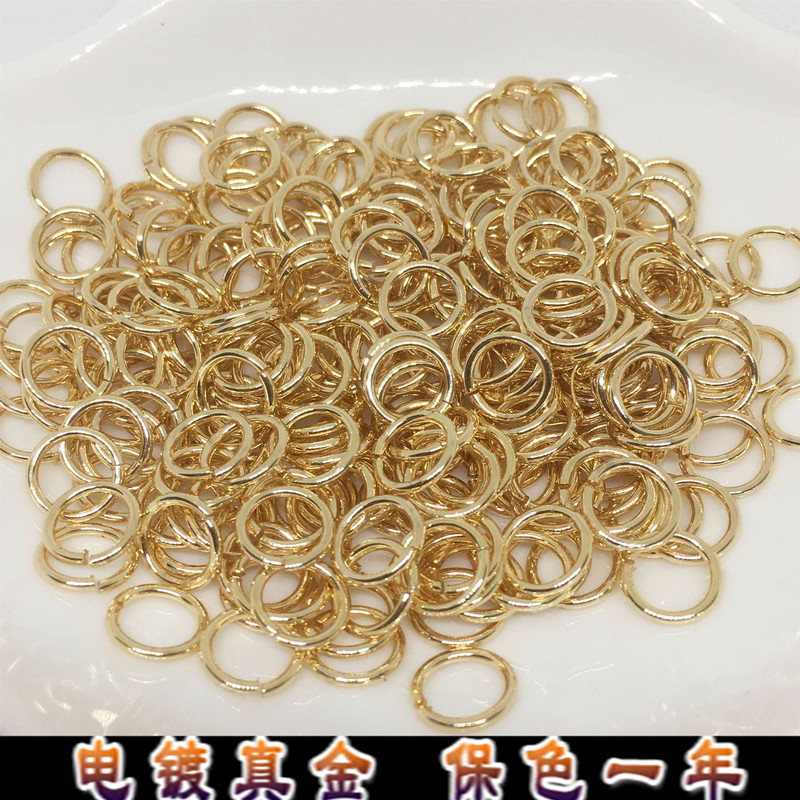 Color retaining 14k gold open ring brass single ring diy handmade necklace bracelet closing buckle connection ring copper ring wholesale