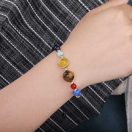 亚马逊爆款太阳系八大行星守护串珠手串女天然石编织瑜伽男士手链